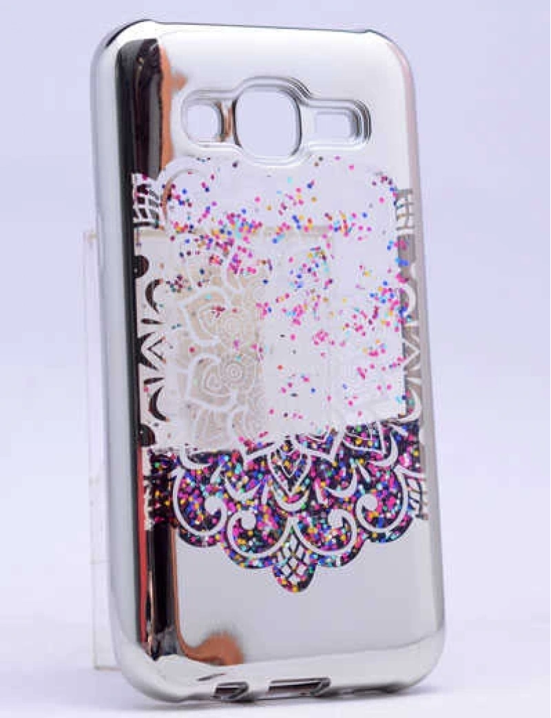 Galaxy J7 2016 Kılıf Zore Lazer Çiçekli Sıvılı Silikon