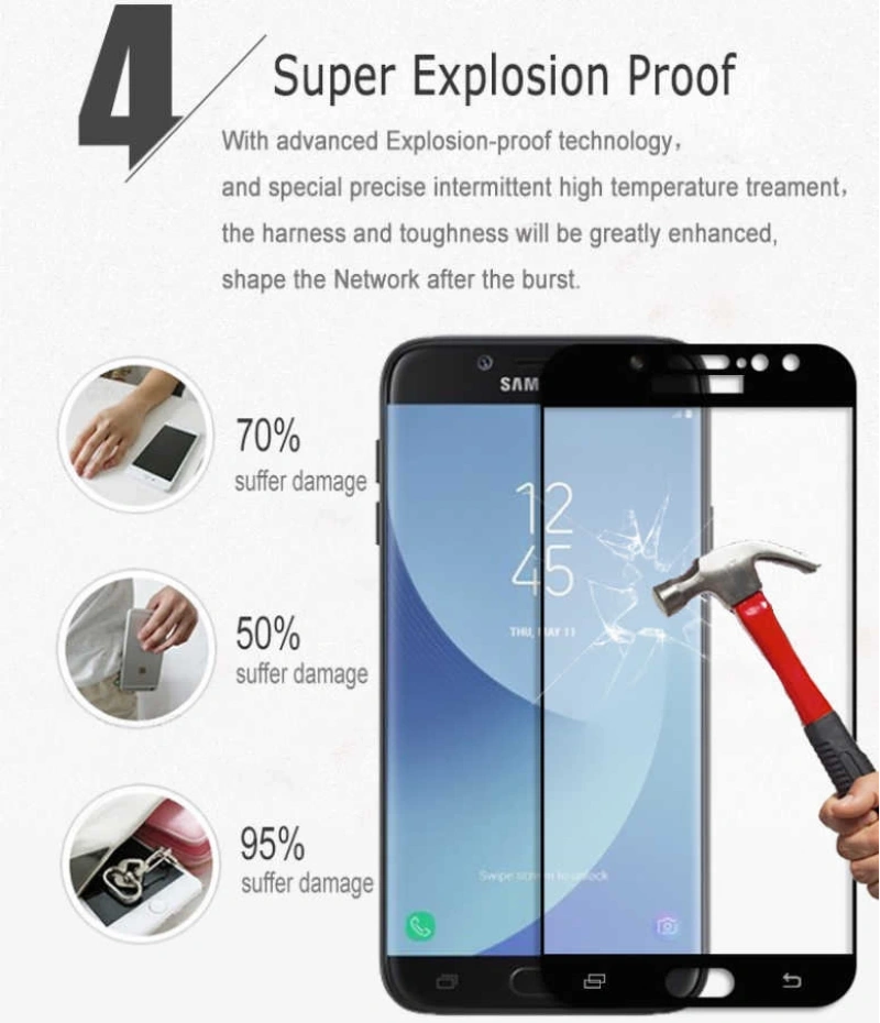 Galaxy J730 Pro Zore Ekranı Tam Kaplayan Düz Cam Koruyucu