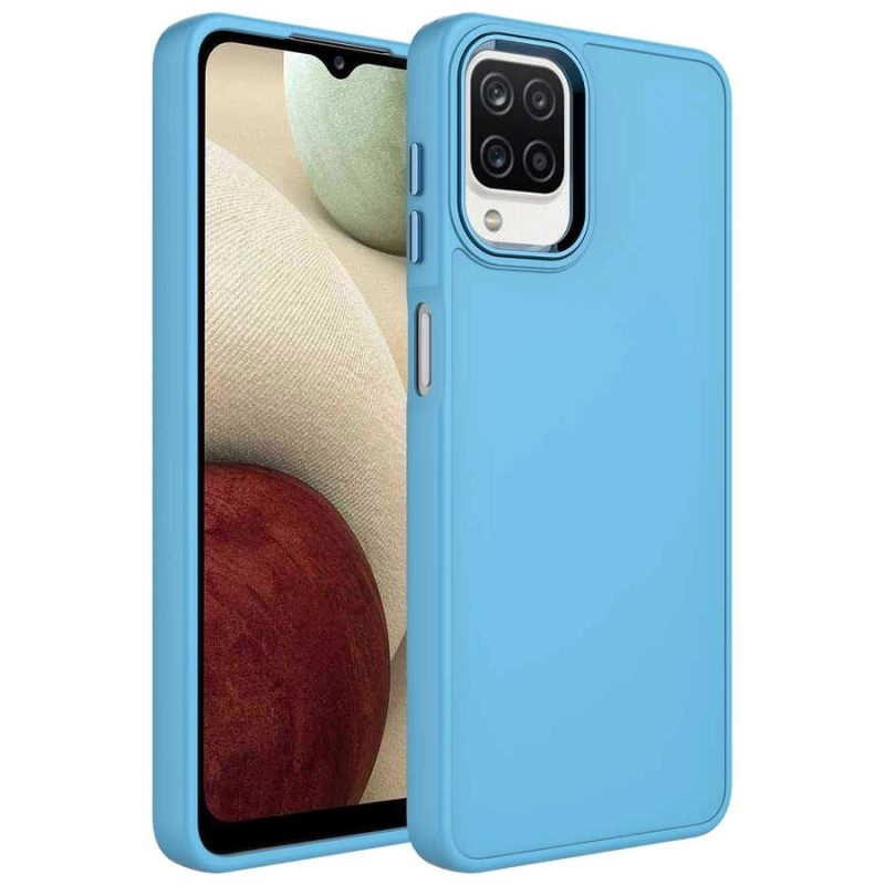 Galaxy M22 Kılıf Metal Çerçeve ve Buton Tasarımlı Silikon Zore Luna Kapak