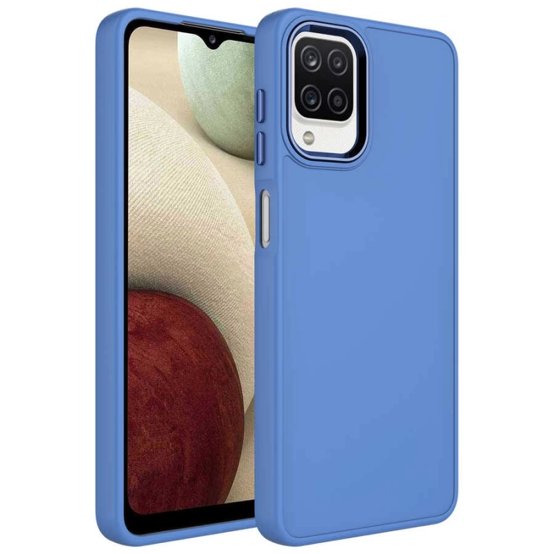 Galaxy M22 Kılıf Metal Çerçeve ve Buton Tasarımlı Silikon Zore Luna Kapak