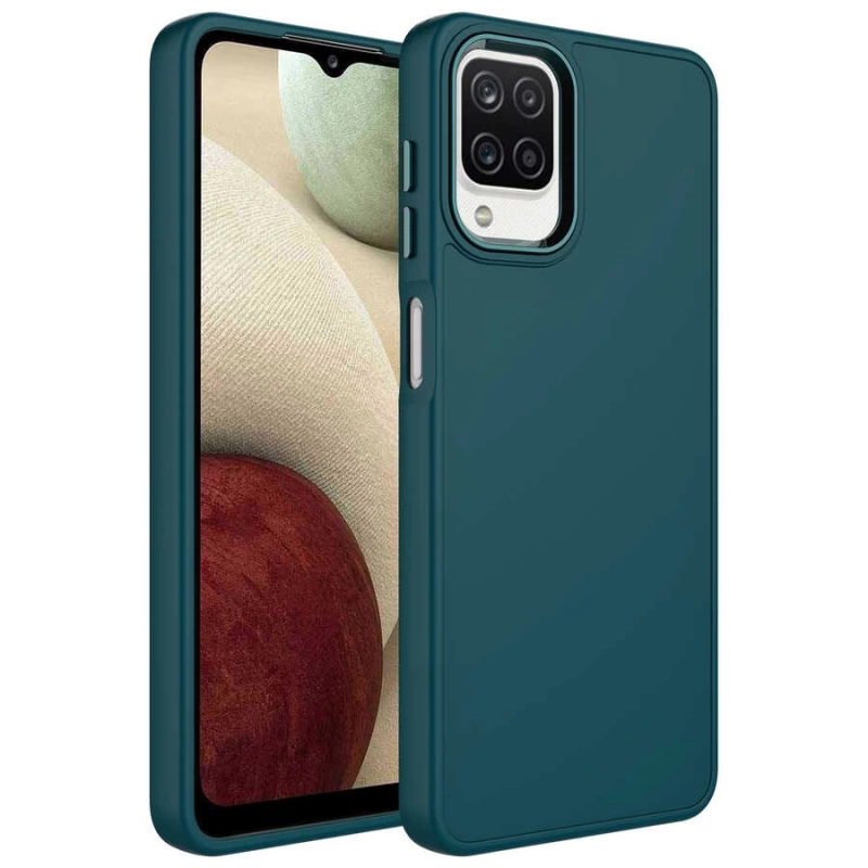 Galaxy M22 Kılıf Metal Çerçeve ve Buton Tasarımlı Silikon Zore Luna Kapak