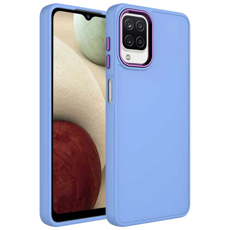 Galaxy M22 Kılıf Metal Çerçeve ve Buton Tasarımlı Silikon Zore Luna Kapak