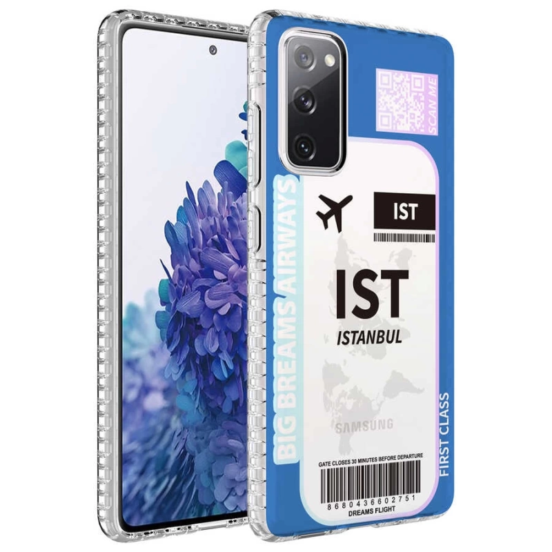 Galaxy S20 FE Kılıf Airbag Kenarlı Renkli Desenli Silikon Zore Elegans Kapak