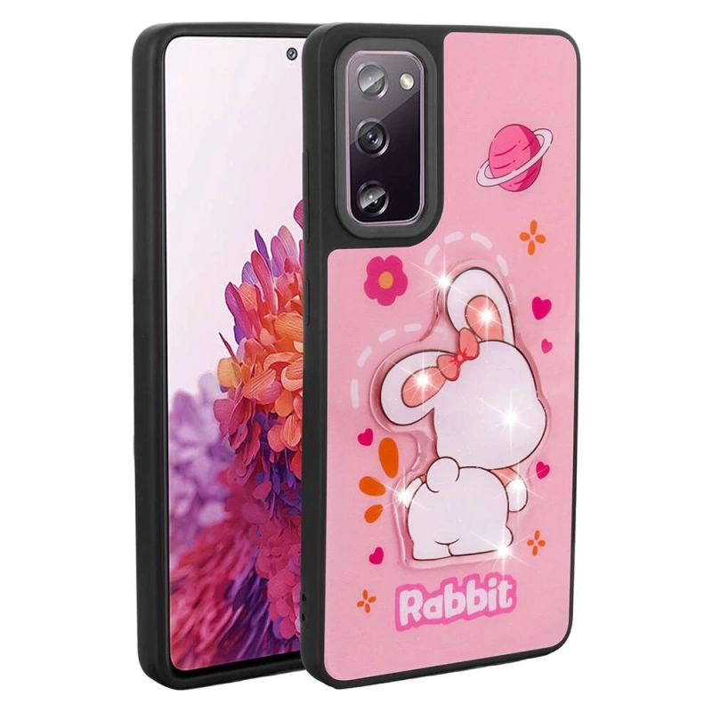 Galaxy S20 FE Kılıf Parlayan Kabartmalı İkonik Figürlü Zore Amas Silikon Kapak