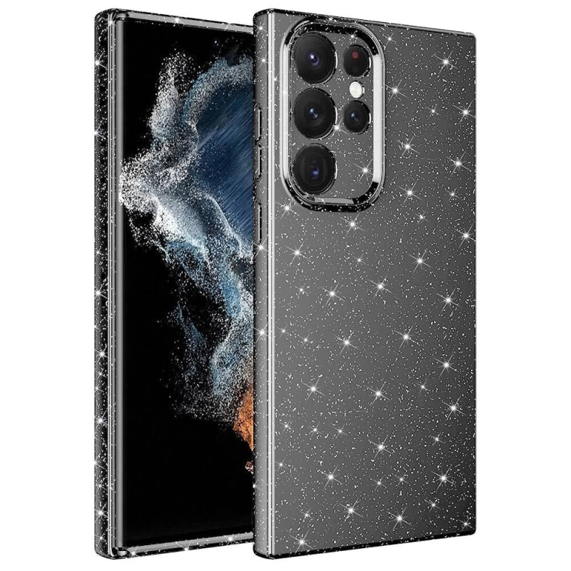 Galaxy S22 Ultra Kılıf Kamera Korumalı Simli Lüks Zore Koton Kapak