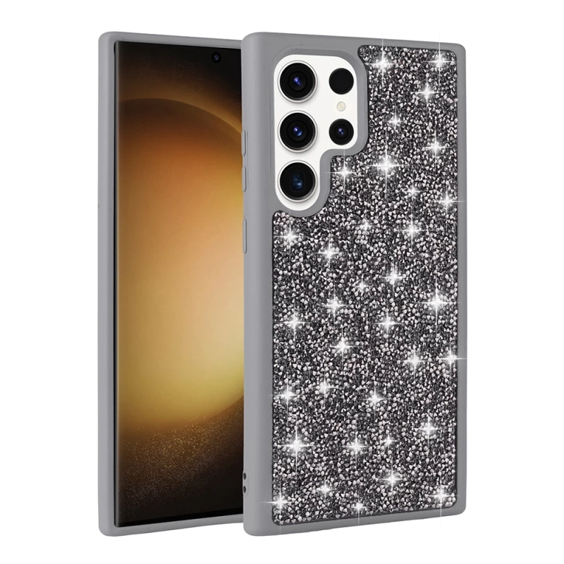 Galaxy S22 Ultra Kılıf Parlak Taşlı Tasarım Zore Pırlanta Kapak