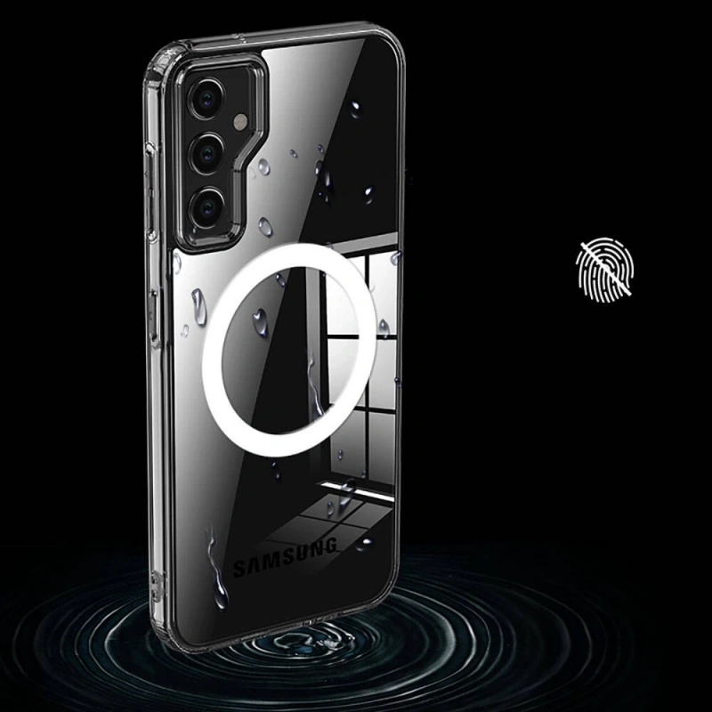 Galaxy S23 FE Kılıf Sert PC Arka Yüzey Wireless Şarj Özellikli Zore Flet M-safe Kapak