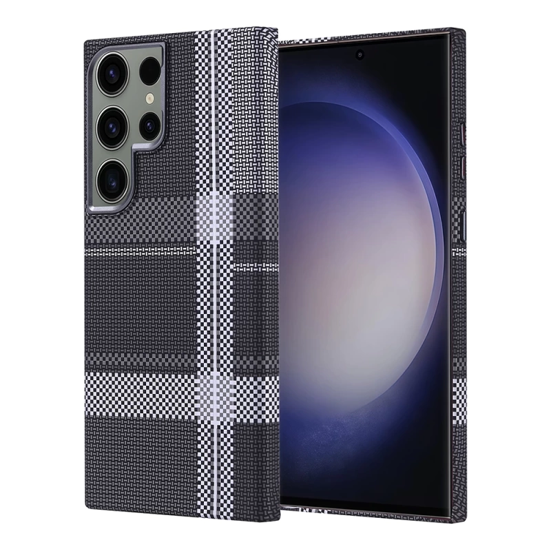 Galaxy S23 Ultra Kılıf M-safe Şarj Özellikli Karbon Fiber Görünümlü Zore Nekst Kapak