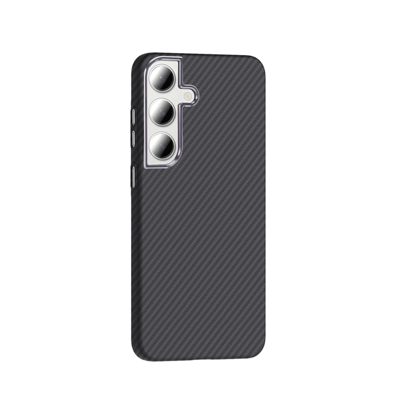 Galaxy S24 FE Kılıf M-safe Şarj Özellikli Karbon Fiber Görünümlü Zore Gros Kapak