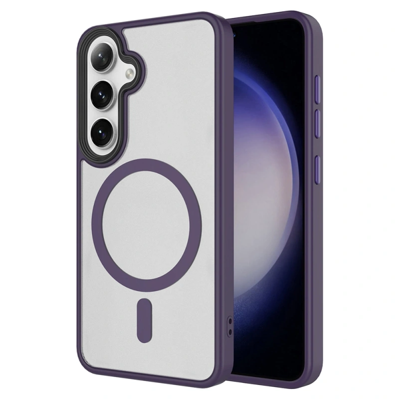 Galaxy S24 FE Kılıf Sert PC Arka Yüzey Wireless Şarj Özellikli Zore Flet M-safe Kapak