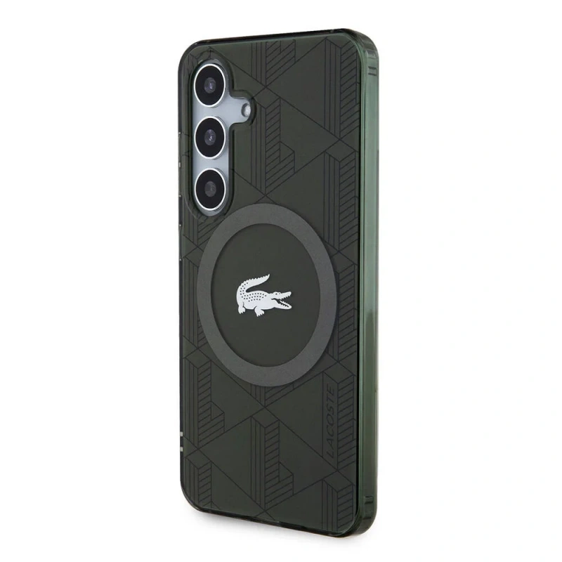 Galaxy S24 Kılıf Lacoste Orjinal Lisanslı M-safe Şarj Özellikli Çift Katmanlı Timsah Logolu Blend Monogram Kapak