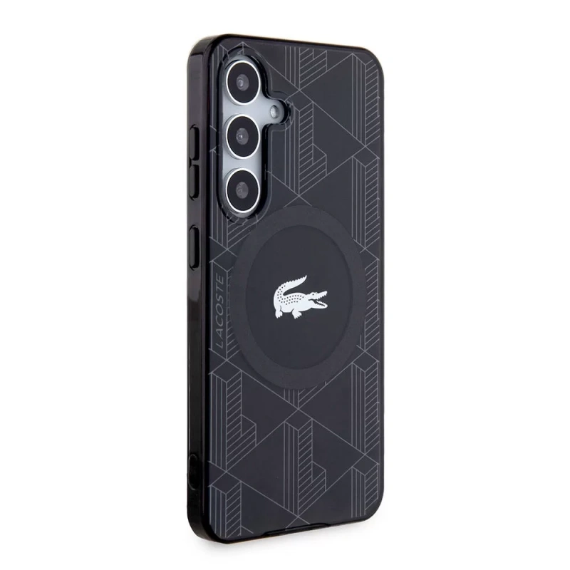 Galaxy S24 Kılıf Lacoste Orjinal Lisanslı M-safe Şarj Özellikli Çift Katmanlı Timsah Logolu Blend Monogram Kapak