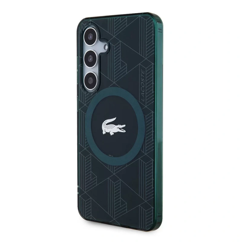 Galaxy S24 Kılıf Lacoste Orjinal Lisanslı M-safe Şarj Özellikli Çift Katmanlı Timsah Logolu Blend Monogram Kapak