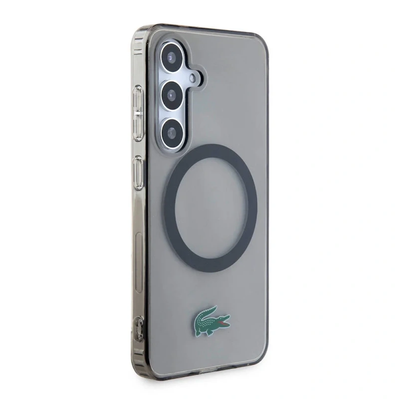 Galaxy S24 Kılıf Lacoste Orjinal Lisanslı M-safe Şarj Özellikli Transparan Timsah Logo Baskılı Kapak