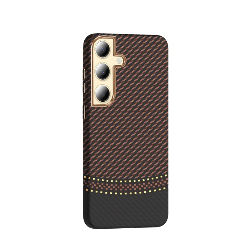 Galaxy S24 Kılıf M-safe Şarj Özellikli Karbon Fiber Görünümlü Zore Gros Kapak