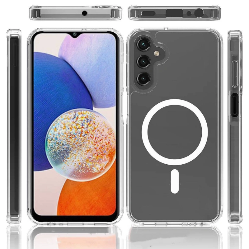 Galaxy S24 Plus Kılıf M-safe Şarj Özellikli Şeffaf Sert PC Zore Embos Kapak