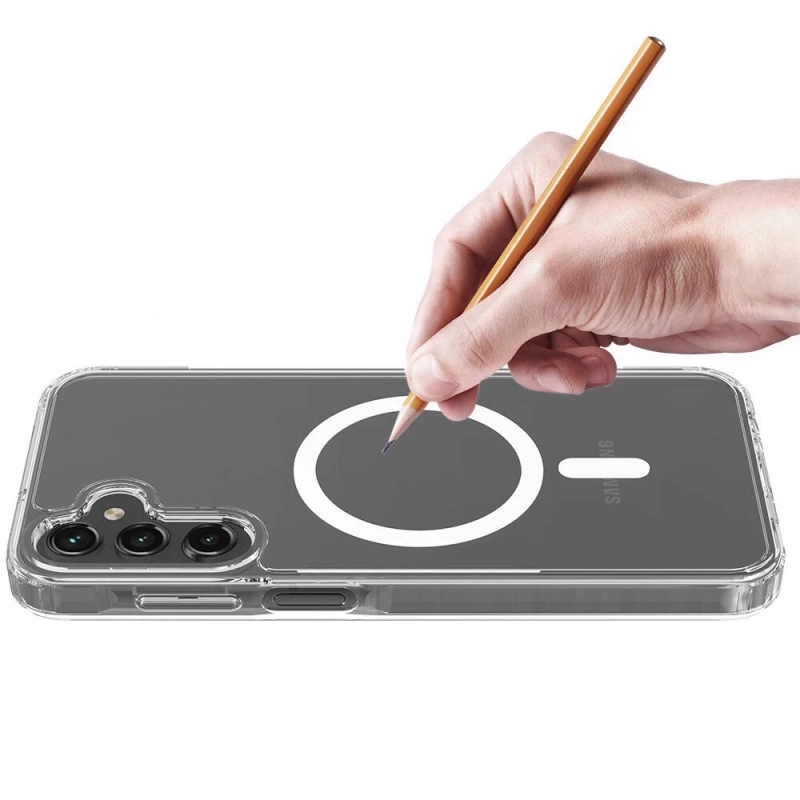 Galaxy S24 Plus Kılıf M-safe Şarj Özellikli Şeffaf Sert PC Zore Embos Kapak