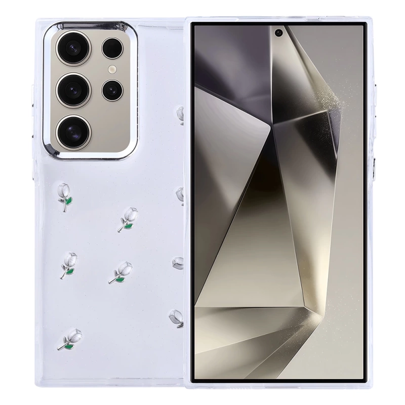 Galaxy S24 Ultra Kılıf Airbag Tasarımlı Simli Şeffaf Zore Kutup Kapak