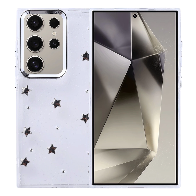 Galaxy S24 Ultra Kılıf Airbag Tasarımlı Simli Şeffaf Zore Kutup Kapak