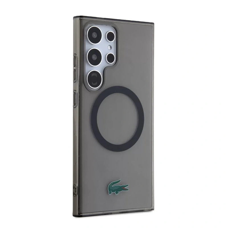 Galaxy S24 Ultra Kılıf Lacoste Orjinal Lisanslı M-safe Şarj Özellikli Transparan Timsah Logo Baskılı Kapak