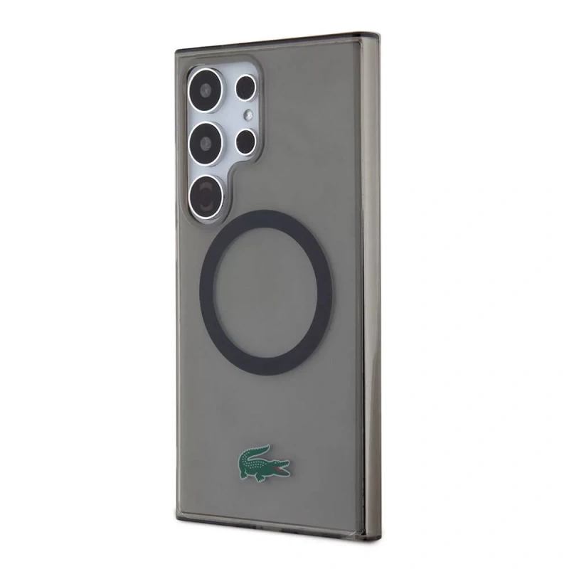 Galaxy S24 Ultra Kılıf Lacoste Orjinal Lisanslı M-safe Şarj Özellikli Transparan Timsah Logo Baskılı Kapak