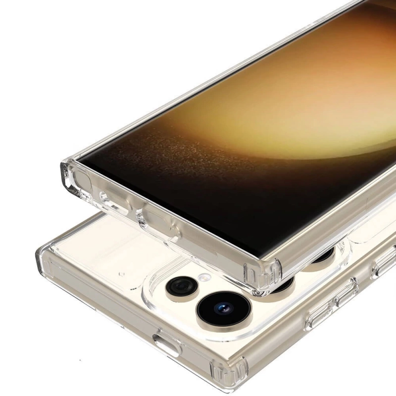 Galaxy S24 Ultra Kılıf M-safe Şarj Özellikli Şeffaf Sert PC Zore Embos Kapak