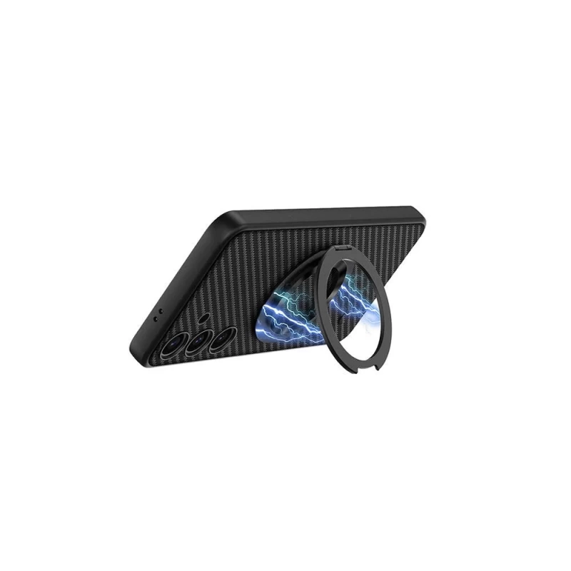 Galaxy S24 Wireless Şarj Özellikli Zore Kıpta Standlı M-safe Silikon Kapak