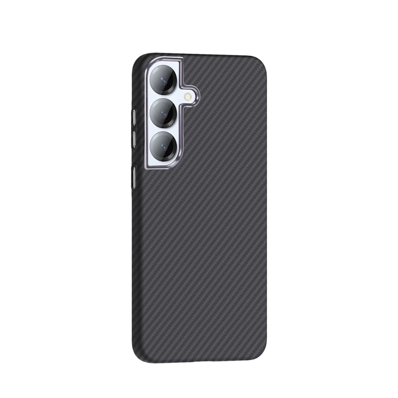 Galaxy S25 Kılıf M-safe Şarj Özellikli Karbon Fiber Görünümlü Zore Gros Kapak