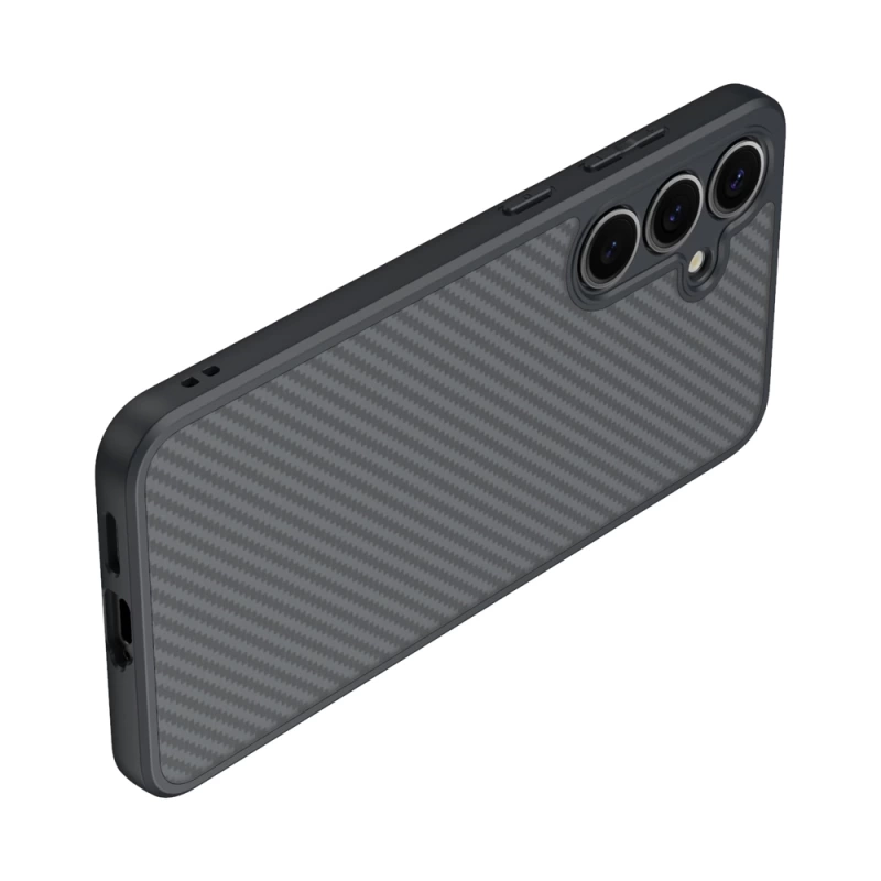 Galaxy S25 Kılıf M-safe Şarj Özellikli Karbon Fiber Tasarımlı Zore Elnino Kapak