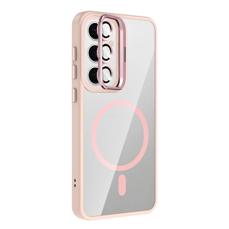 Galaxy S25 Kılıf Standlı ve Kamera Lens Hediyeli M-Safe Şarj Özellikli Zore Etro Kapak