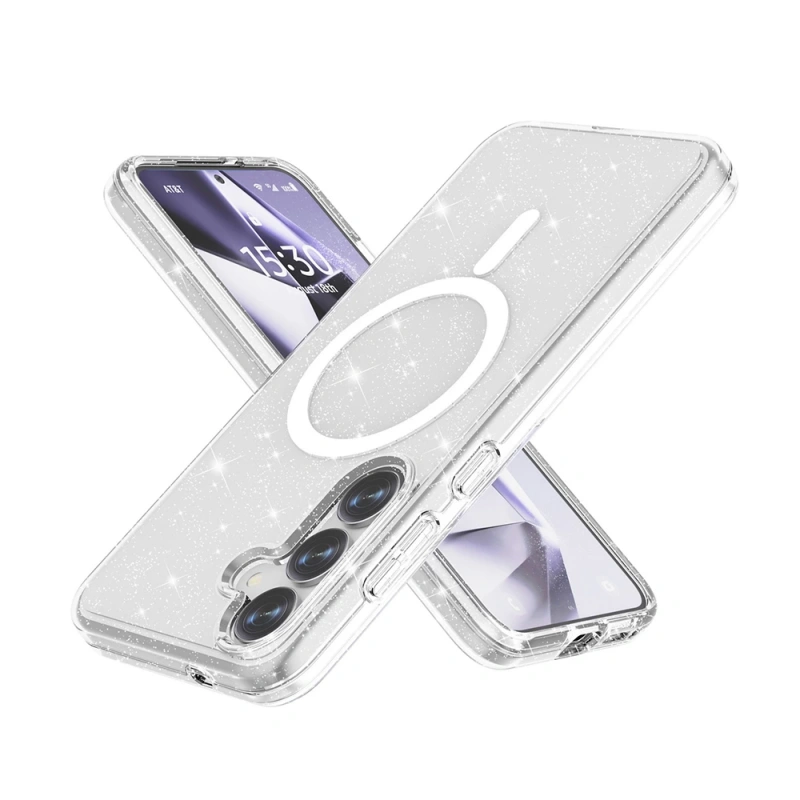 Galaxy S25 Plus Kılıf M-safe Şarj Özellikli Parlayan Simli Saydam Renkli Zore Allstar Kapak