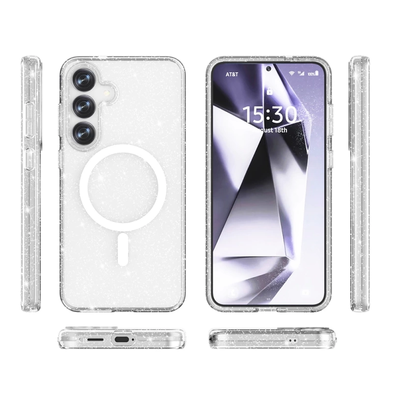 Galaxy S25 Plus Kılıf M-safe Şarj Özellikli Parlayan Simli Saydam Renkli Zore Allstar Kapak