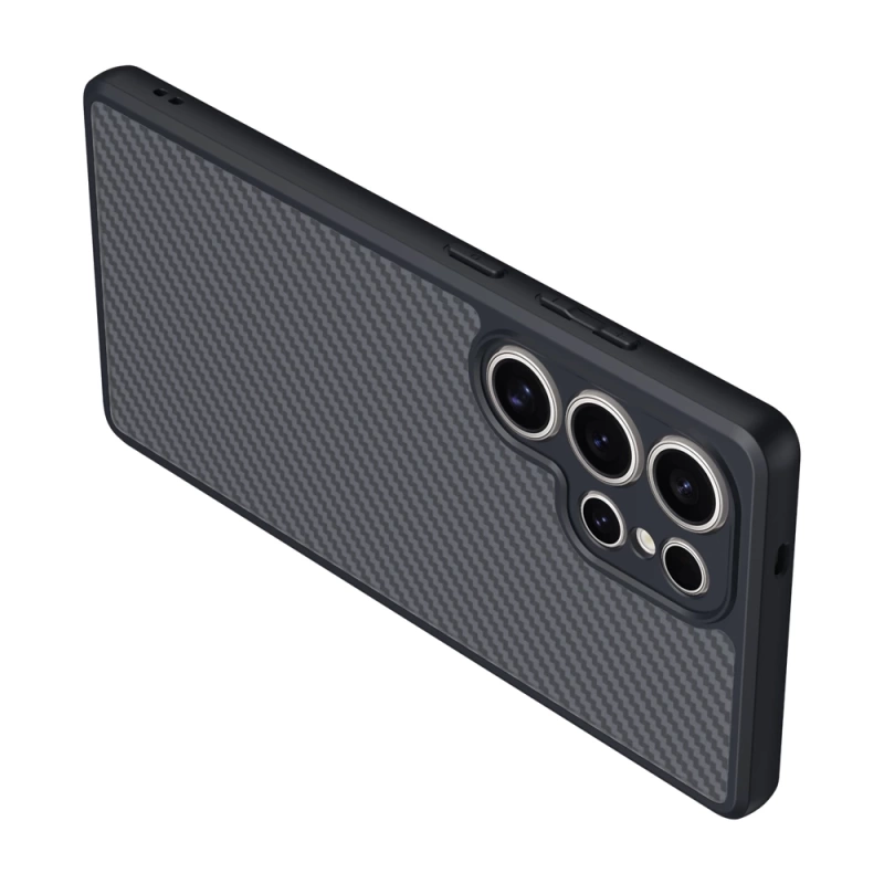 Galaxy S25 Ultra Kılıf M-safe Şarj Özellikli Karbon Fiber Tasarımlı Zore Elnino Kapak