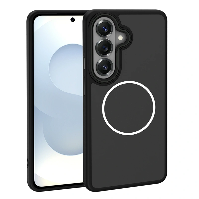 Galaxy S26 Kılıf M-Safe Şarj Özellikli Metal Kamera Çerçeveli Zore Sanremo Silikon Kapak