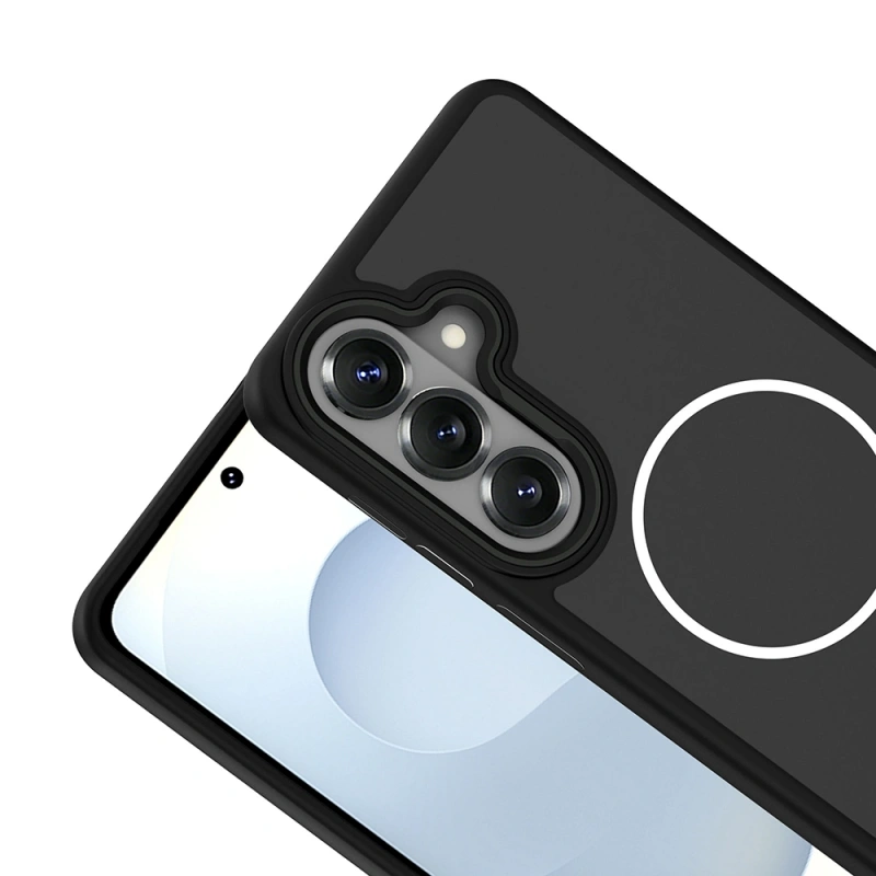 Galaxy S26 Kılıf M-Safe Şarj Özellikli Metal Kamera Çerçeveli Zore Sanremo Silikon Kapak