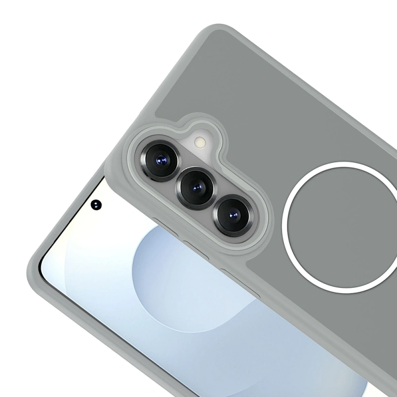 Galaxy S26 Kılıf M-Safe Şarj Özellikli Metal Kamera Çerçeveli Zore Sanremo Silikon Kapak