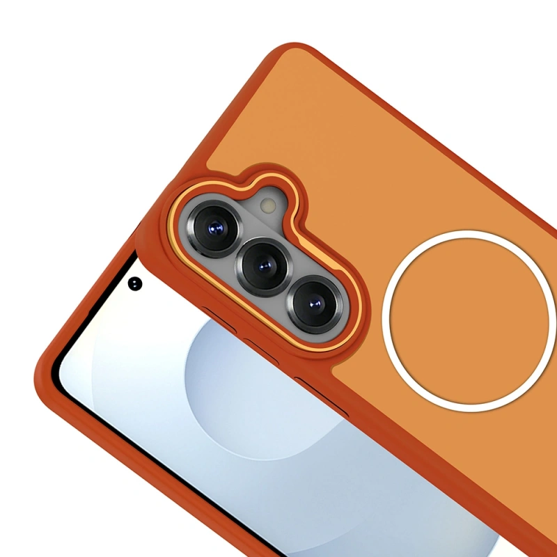 Galaxy S26 Kılıf M-Safe Şarj Özellikli Metal Kamera Çerçeveli Zore Sanremo Silikon Kapak