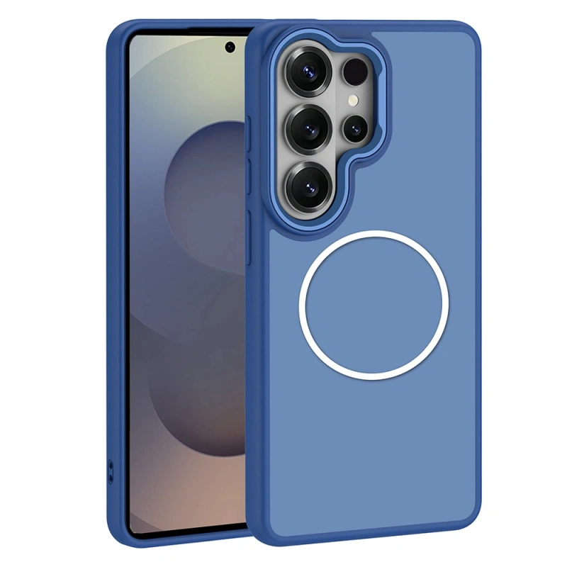 Galaxy S26 Ultra Kılıf M-Safe Şarj Özellikli Metal Kamera Çerçeveli Zore Sanremo Silikon Kapak