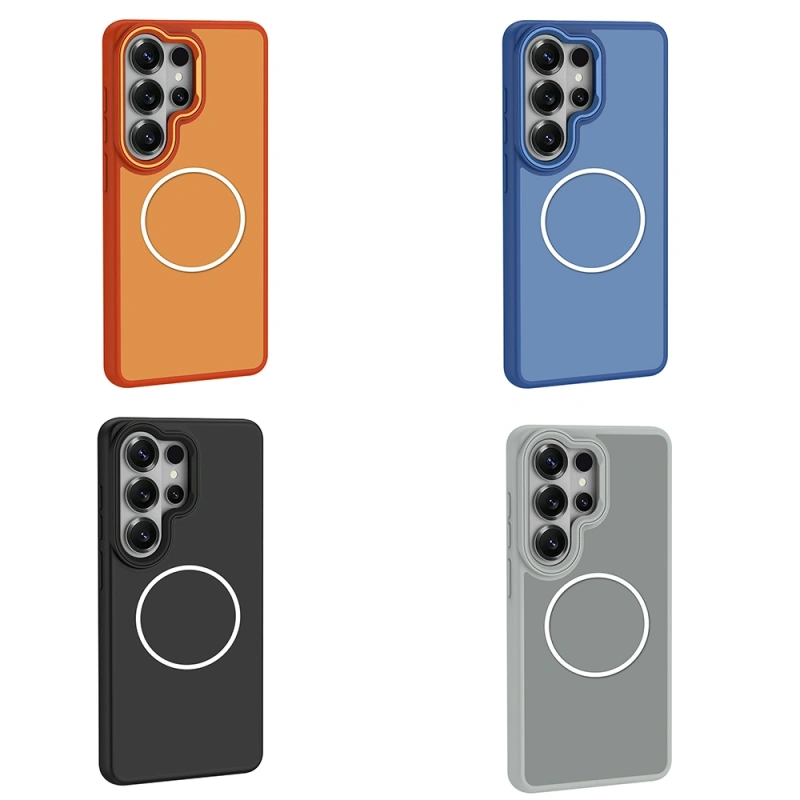 Galaxy S26 Ultra Kılıf M-Safe Şarj Özellikli Metal Kamera Çerçeveli Zore Sanremo Silikon Kapak