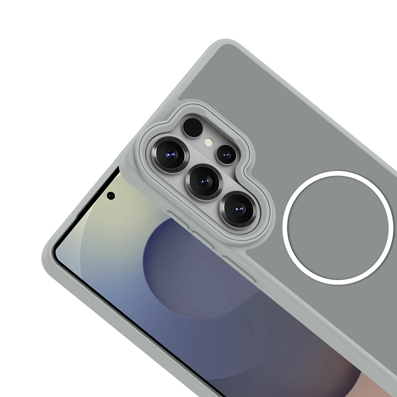 Galaxy S26 Ultra Kılıf M-Safe Şarj Özellikli Metal Kamera Çerçeveli Zore Sanremo Silikon Kapak