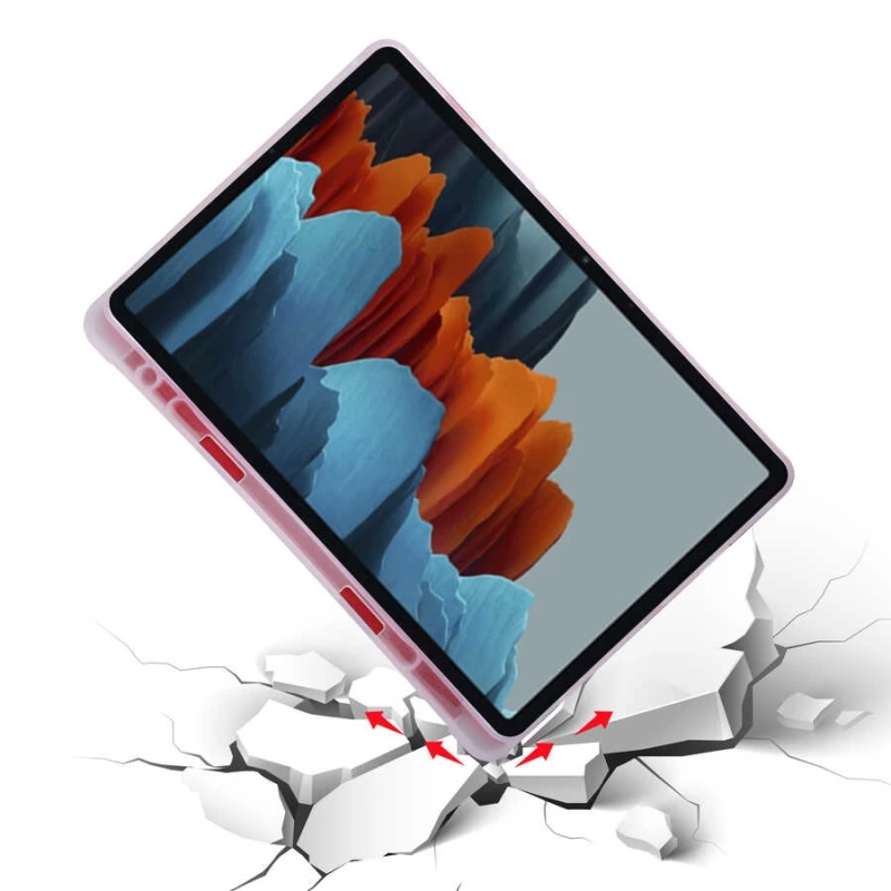 Galaxy Tab S7 Plus T970 Kılıf Zore Tri Folding Kalem Bölmeli Standlı Kılıf