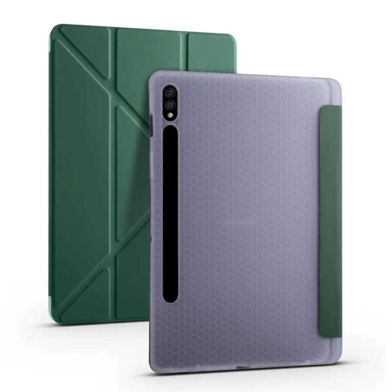 Galaxy Tab S7 T870 Kılıf Zore Tri Folding Kalem Bölmeli Standlı Kılıf