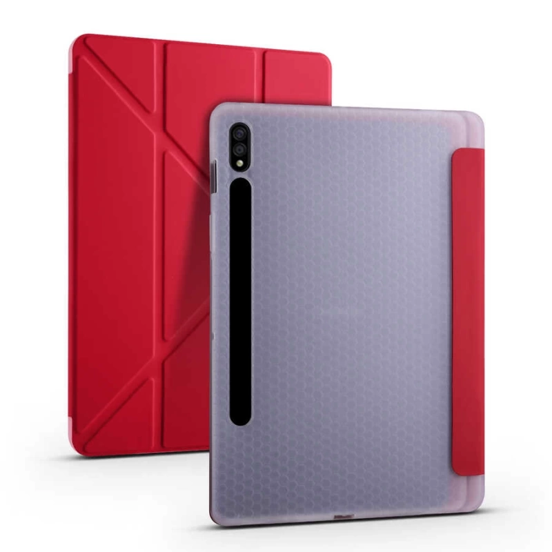 Galaxy Tab S7 T870 Kılıf Zore Tri Folding Kalem Bölmeli Standlı Kılıf