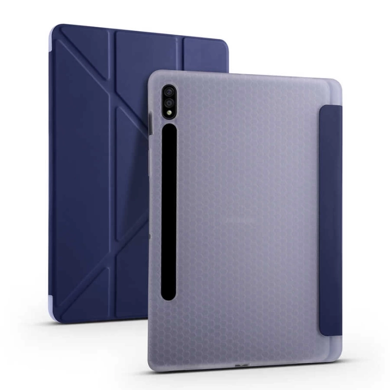 Galaxy Tab S7 T870 Kılıf Zore Tri Folding Kalem Bölmeli Standlı Kılıf