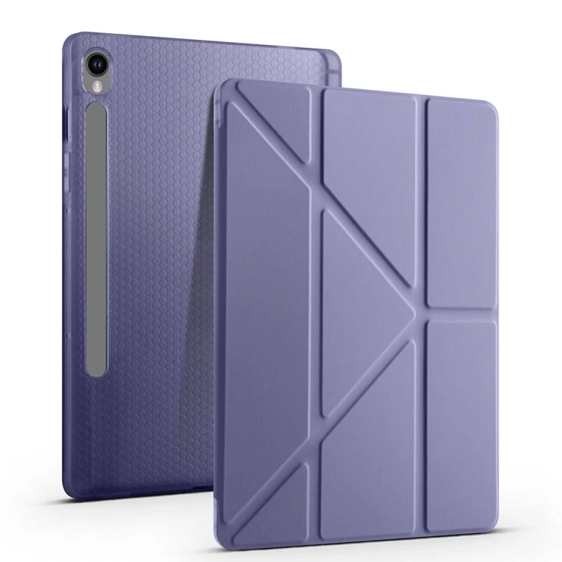 Galaxy Tab S9 Kılıf Zore Tri Folding Kalem Bölmeli Standlı Kılıf