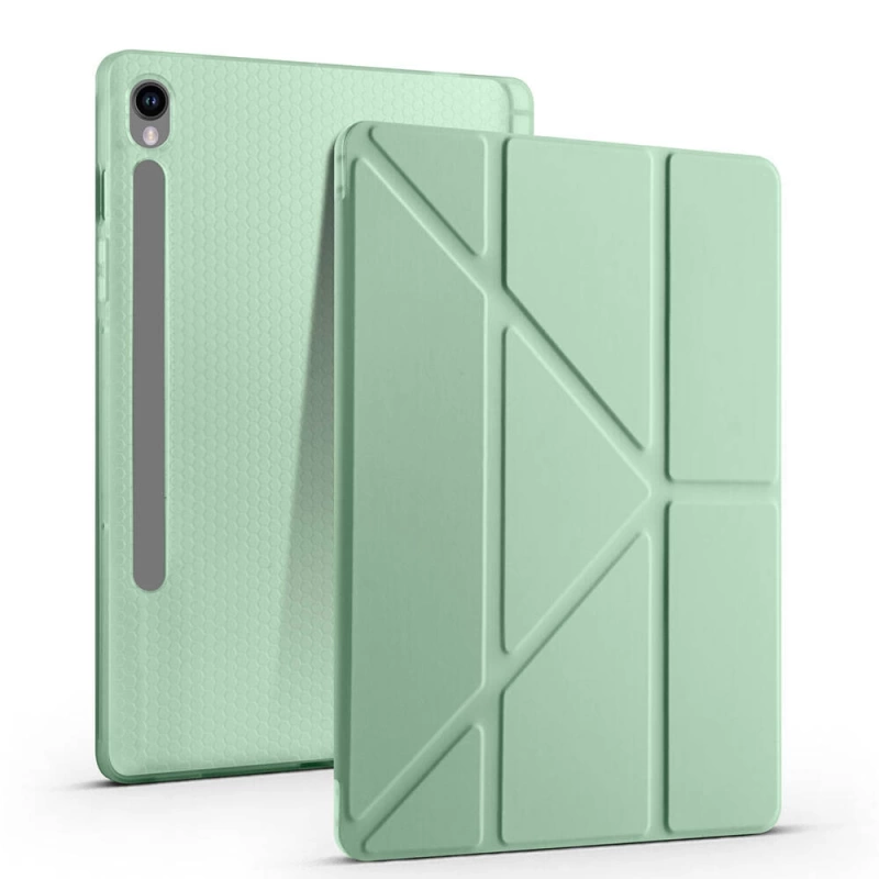 Galaxy Tab S9 Kılıf Zore Tri Folding Kalem Bölmeli Standlı Kılıf