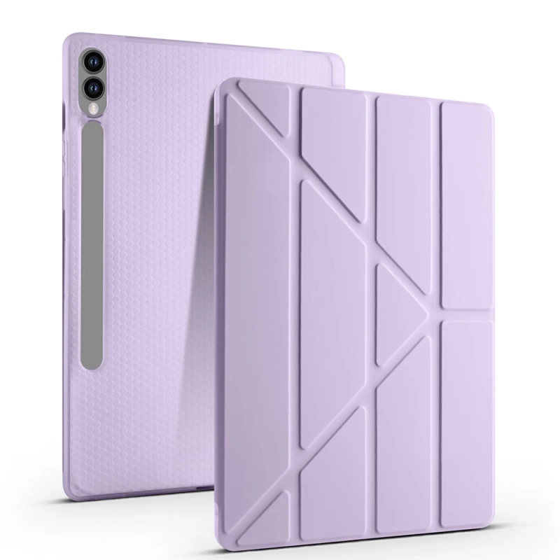 Galaxy Tab S9 Plus Kılıf Zore Tri Folding Kalem Bölmeli Standlı Kılıf