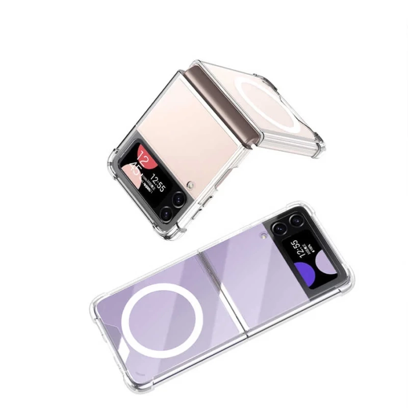 Galaxy Z Flip 3 Kılıf Wireless Şarj Özellikli Airbagli Zore Kıpta Anti Shock M-safe Kapak