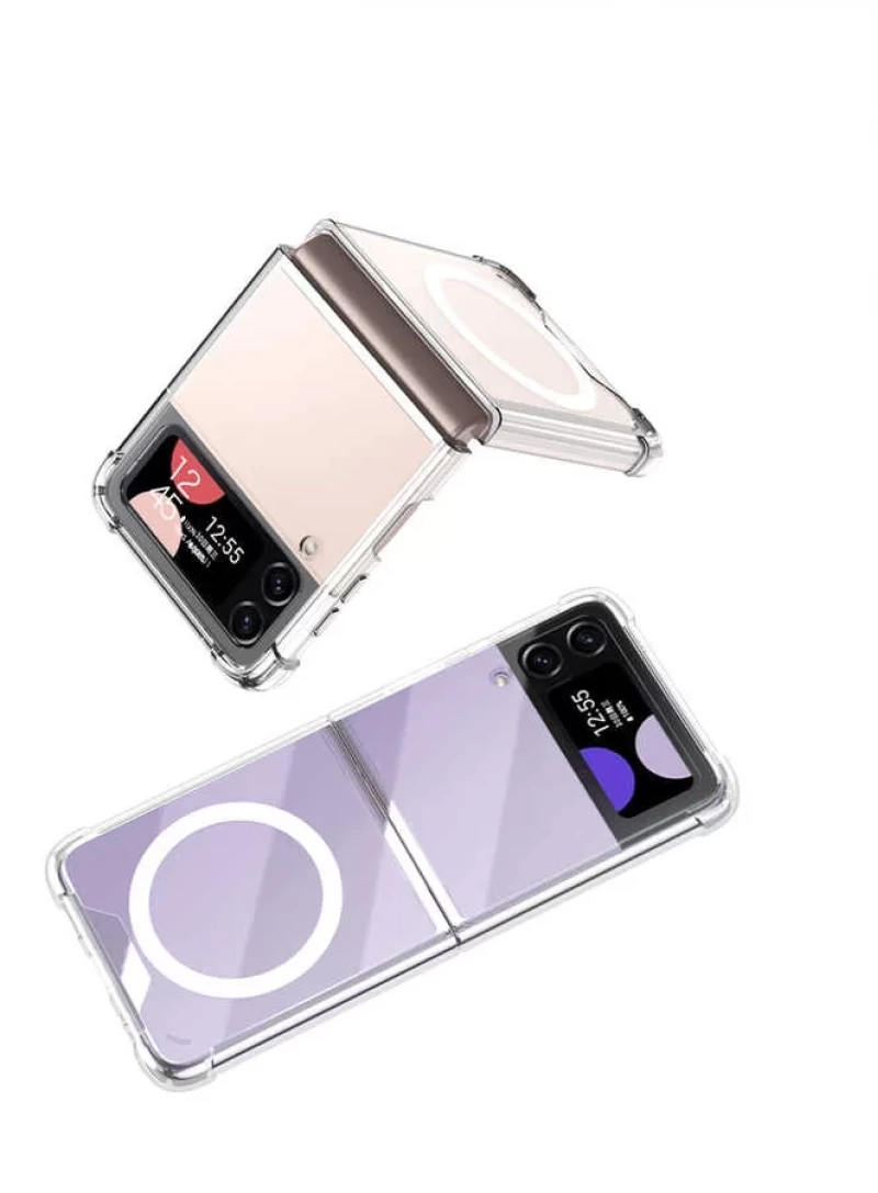 Galaxy Z Flip 4 Kılıf Wireless Şarj Özellikli Airbagli Zore Kıpta Anti Shock M-safe Kapak