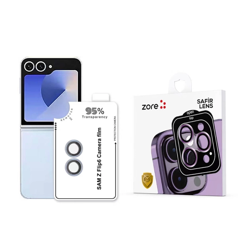 Galaxy Z Flip 6 Zore CL-11 Safir Parmak İzi Bırakmayan Anti-Reflective Kamera Lens Koruyucu